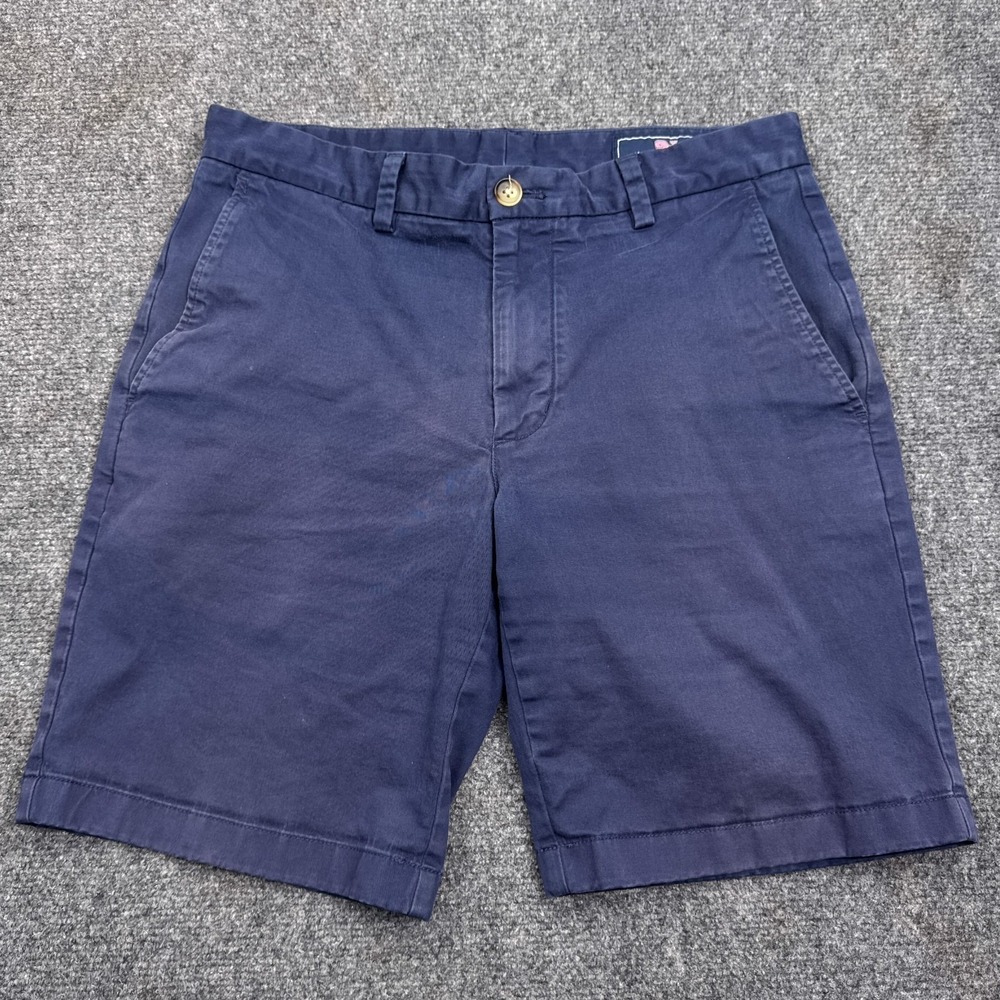 Vineyard Vines Chino Shorts Mens Size 30 Navy Blue 8" Inseam Casual Cotton‎